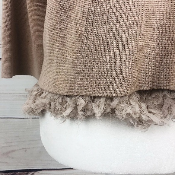 J.Crew Collection Beige Chiffon Fringe Pullover S - Picture 5 of 7